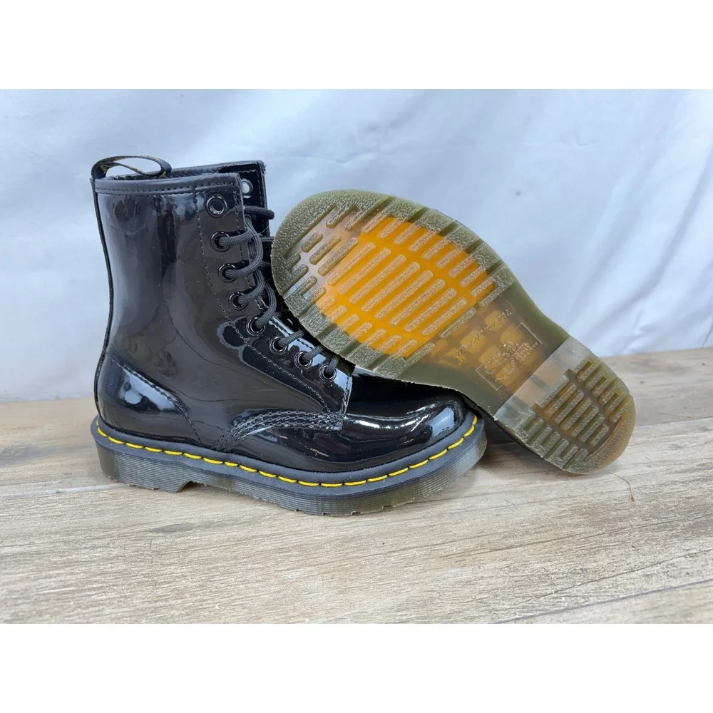 Dr. Martens 1460 Black Patent Lamper Leather J Boots 11821 Kids Size 5 L / 3 UK
